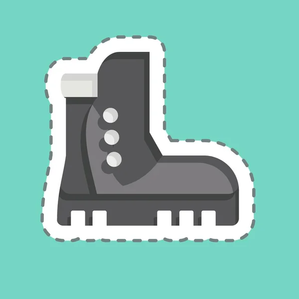 Sticker Line Cut Boots Související Symbolem Camping Jednoduchý Design Upravitelný — Stockový vektor