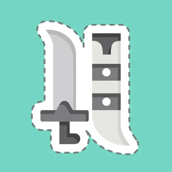 Sticker Ligne Couper Épées Lié Symbole Arabie Saoudite Conception Simple — Image vectorielle