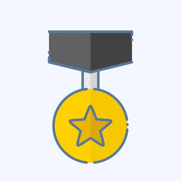 Icoon Badge Gerelateerd Aan Award Symbool Doodle Stijl Eenvoudig Ontwerp — Stockvector