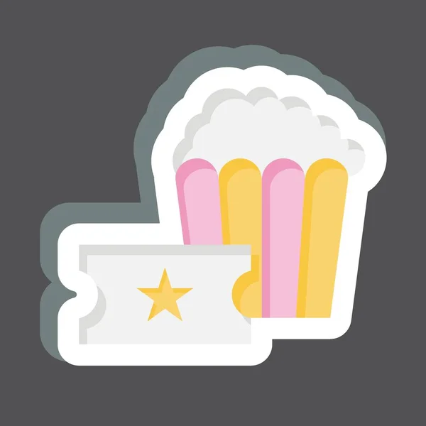 Sticker Popcorn Related Amusement Park Symbol Glyph Style Simple Design — Stock Vector