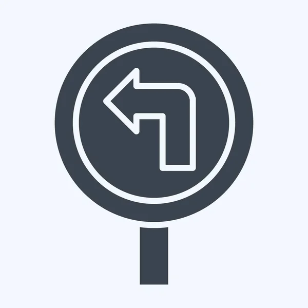 Symbolbild Linksabbieger Zusammenhang Mit Verkehrszeichen Symbol Glyphen Stil Einfaches Design — Stockvektor