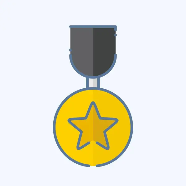 Icoon Badge Gerelateerd Aan Award Symbool Doodle Stijl Eenvoudig Ontwerp — Stockvector