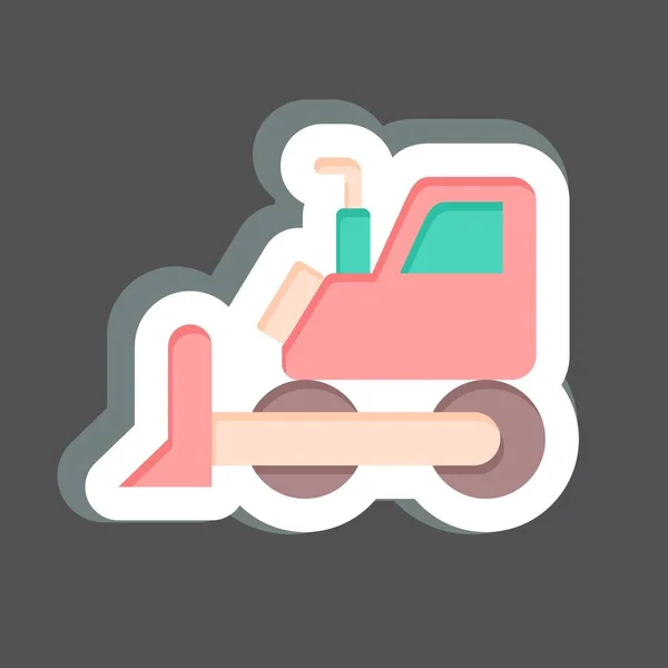 Sticker Bulldozer Related Mining Symbol Simple Design Editable Simple Illustration — Stock Vector