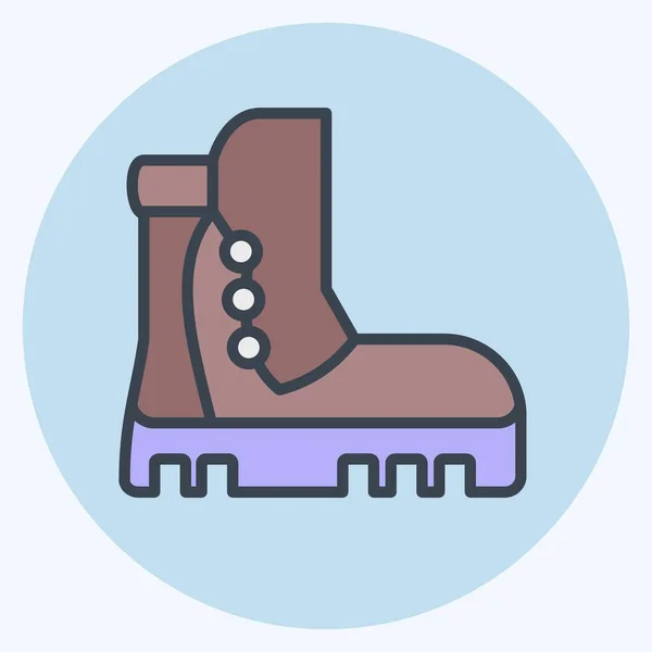 Icon Boots Související Symbolem Camping Styl Barevného Partnera Jednoduchý Design — Stockový vektor
