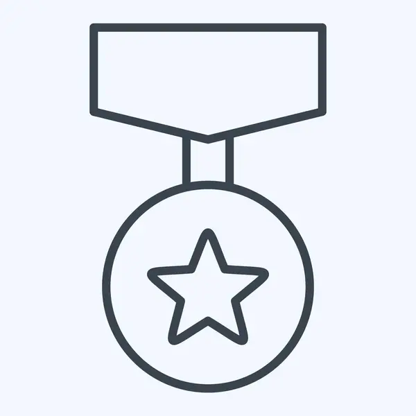 Badge Icône Lié Symbole Award Style Ligne Conception Simple Modifiable — Image vectorielle