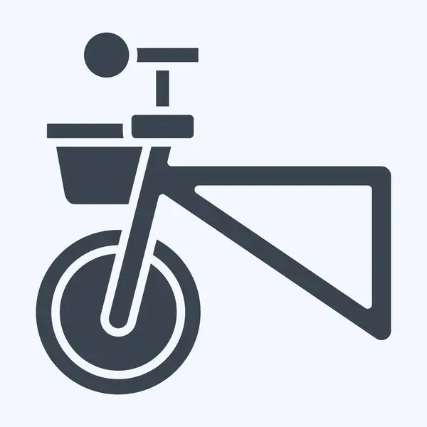 Кошик Піктограм Пов Язаний Символом Велосипеда Стиль Гліфів Простий Дизайн — стоковий вектор