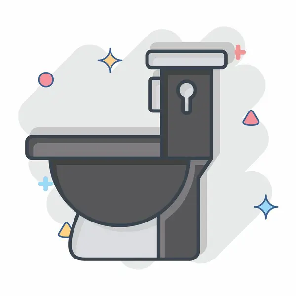Icon厕所 与建筑材料符号有关 滑稽风格 简单的设计可以编辑 简单的例子 — 图库矢量图片
