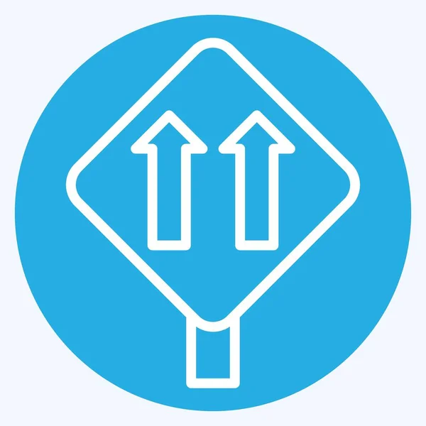 Ikona Jednosměrný Provoz Související Symbolem Dopravní Značky Stylu Modrých Očí — Stockový vektor