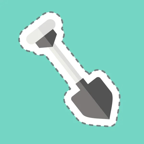 Sticker Line Cut Shovel Related Mining Symbol Simple Design Editable — Stock Vector