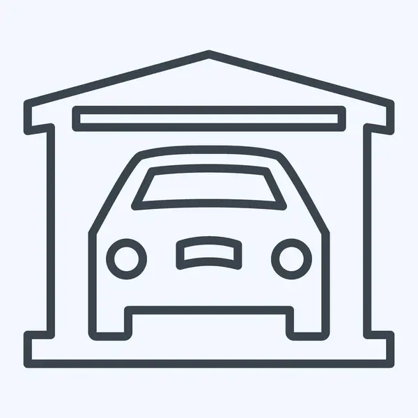 Icono Garaje Relacionado Con Coche Símbolo Automotriz Estilo Línea Diseño — Vector de stock