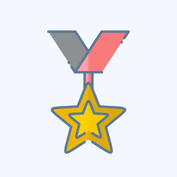 Icône Médaille Liée Symbole Award Style Doodle Conception Simple Modifiable — Image vectorielle