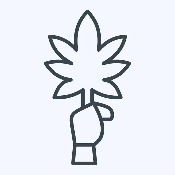 Ikon Cannabis Relaterade Till Cannabis Symbolen Linje Stil Enkel Design — Stock vektor