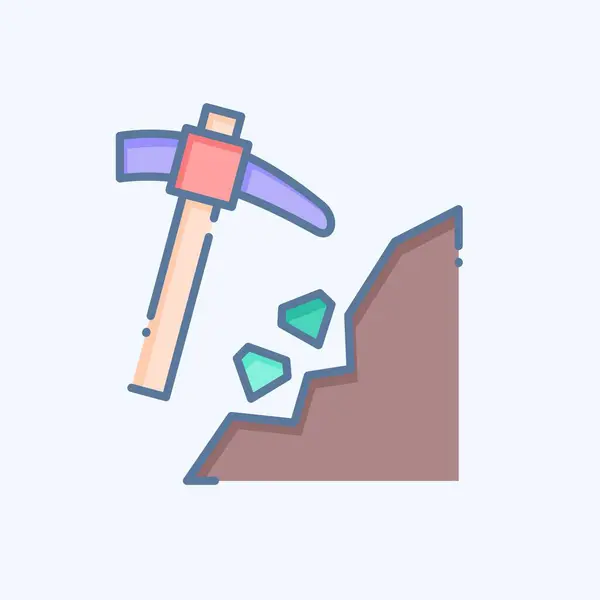 Icon Mining Zusammenhang Mit Bergbau Symbol Doodle Stil Einfaches Design — Stockvektor