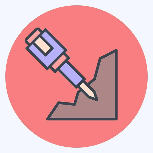 Ikone Hammer Zusammenhang Mit Bergbau Symbol Farbe Mate Stil Einfaches — Stockvektor