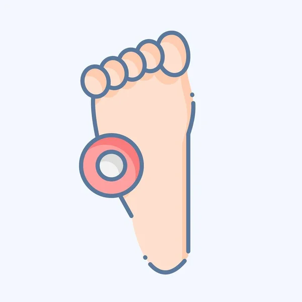 Icon Pain Foot Related Body Ache Symbol Doodle Style Simple — Stock Vector