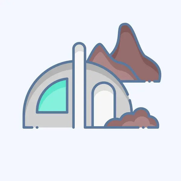 Icône Camping Lié Symbole Alaska Style Doodle Conception Simple Modifiable — Image vectorielle