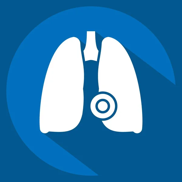 Choroba Ikony Płuc Związane Symbolem Body Ache Długi Styl Cienia — Wektor stockowy