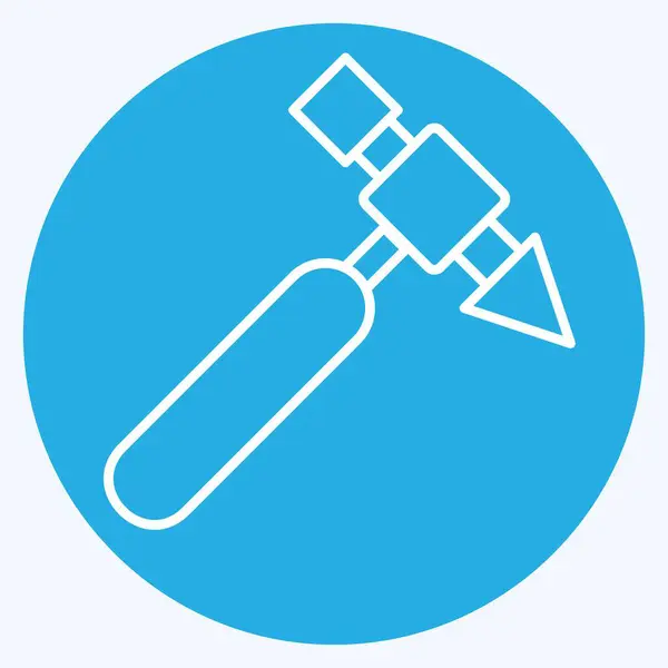 Icône Hammer Lié Symbole Équipement Soudage Style Yeux Bleus Conception — Image vectorielle