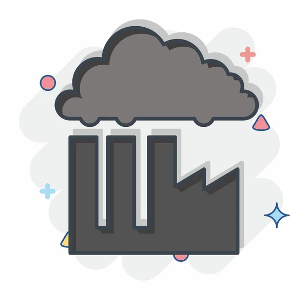 Icon Zanieczyszczenie Powietrza Związane Symbolem Zmiany Klimatu Komicznym Stylu Prosty — Wektor stockowy
