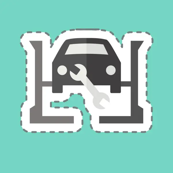Sticker Line Cut Service Related Car Automotive Symbol Simple Design — Stock Vector