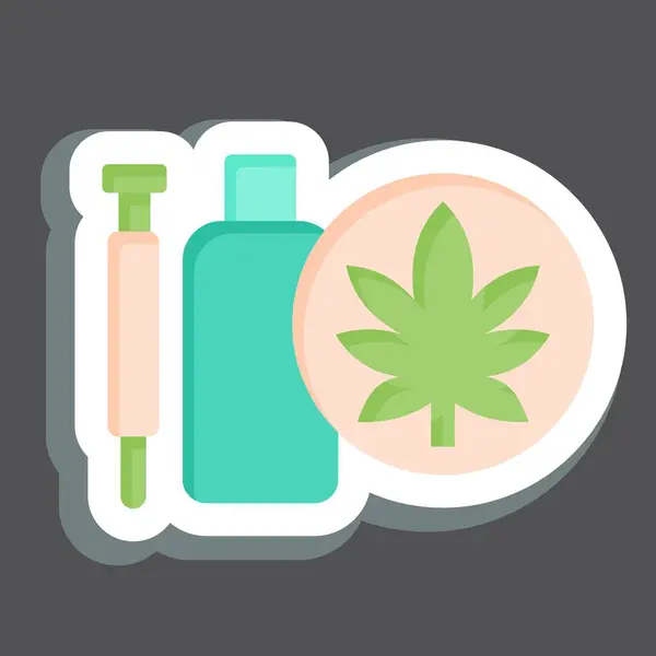 Sticker Drogues Cannabinoïdes Lié Symbole Cannabis Conception Simple Modifiable Illustration — Image vectorielle