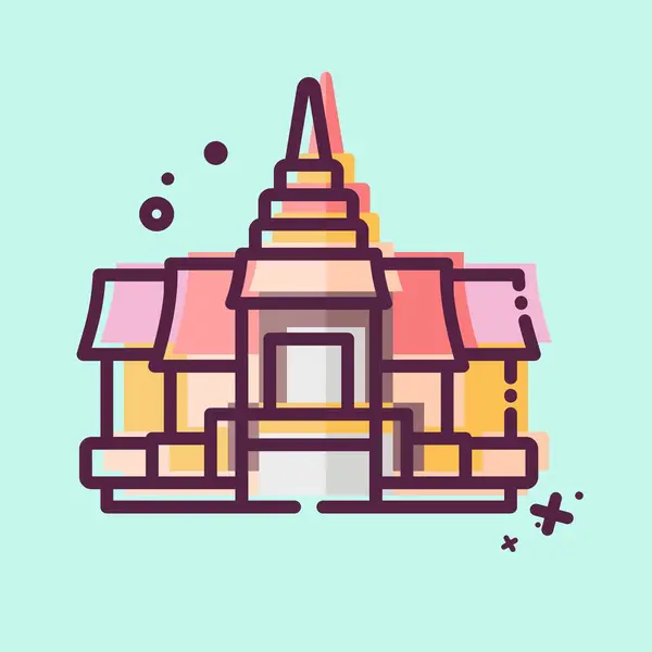 Pagoda Ikon Terkait Dengan Simbol Kamboja Gaya Mbe Desain Sederhana - Stok Vektor