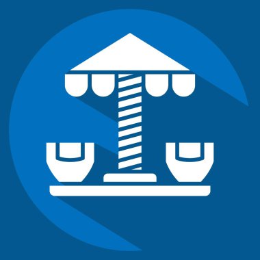 İkon Dönen Çay fincanı. Lunapark sembolüyle ilgili. Uzun gölge tarzı. Basit dizayn edilebilir. Basit resimleme