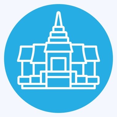 Simge Pagoda. Kamboçya sembolüyle ilgili. Mavi gözlü. Basit dizayn edilebilir. Basit resimleme