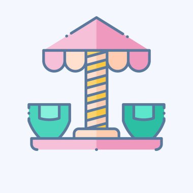 İkon Dönen Çay fincanı. Lunapark sembolüyle ilgili. Karalama stili. Basit dizayn edilebilir. Basit resimleme