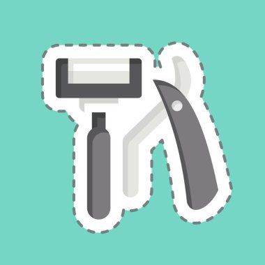 Çıkartma çizgisi Razor 'ı kesti. Banyo sembolüyle ilgili. Basit dizayn edilebilir. Basit resimleme