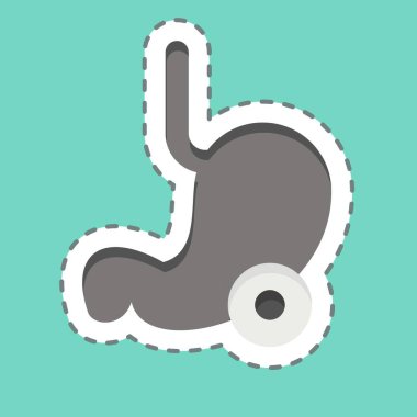 Etiket mideyi kesmiş. Vücut Ache sembolüyle ilgili. Basit dizayn edilebilir. Basit resimleme