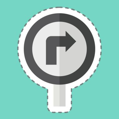 Çıkartma çizgisi kesik. İleriden sağa dön. Yol İşareti sembolüyle ilgili. Basit dizayn edilebilir. Basit resimleme