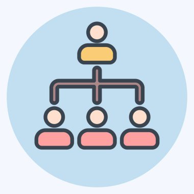 Simge Örgütü. İş Analizi sembolüyle ilgili. renk eşi biçimi basit tasarım düzenlenebilir. Basit resimleme