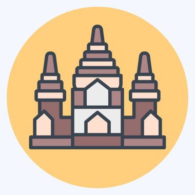 Simge Angkor Wat. Kamboçya sembolüyle ilgili. renk arkadaşı stili. Basit dizayn edilebilir. Basit resimleme