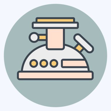 Icon Sobası ve... Kamp sembolüyle ilgili. renk arkadaşı stili. Basit dizayn edilebilir. Basit resimleme