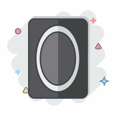 Simge Ayna. Banyo sembolüyle ilgili. Çizgi roman. Basit dizayn edilebilir. Basit resimleme