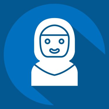 İkon Arap Kadınları. Suudi Arabistan sembolüyle ilgili. Uzun gölge tarzı. Basit dizayn edilebilir. Basit resimleme