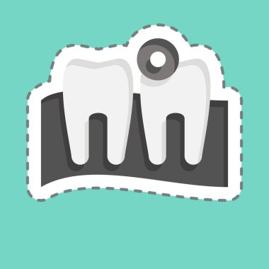 Çıkartma çizgisi diş ağrısını kesti. Vücut Ache sembolüyle ilgili. Basit dizayn edilebilir. Basit resimleme