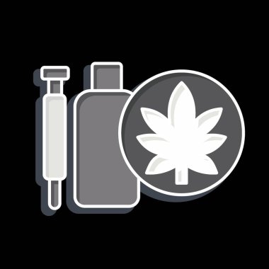 Icon Cannabinoid İlaçları. Kenevir sembolüyle ilgili. Parlak bir stil. Basit dizayn edilebilir. Basit resimleme