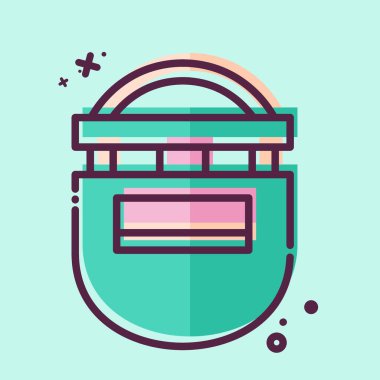 Simge kaynak maskesi. Kaynak aletleri sembolüyle ilgili. MBE tarzı. Basit dizayn edilebilir. Basit resimleme