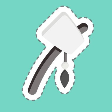 Etiket çizgisi İlkel Balta 'yı kesti. Amerikan Yerli Sembolü ile ilgili. Basit dizayn edilebilir. Basit resimleme