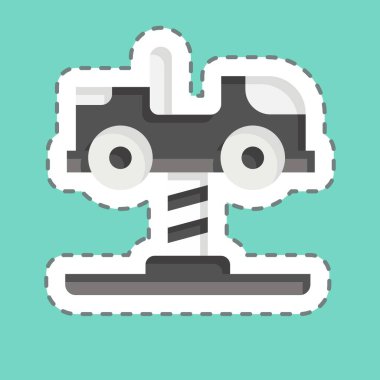 Çıkartma çizgisi Spring Swing Rider 'ı kesti. Lunapark sembolüyle ilgili. Kabartma tarzı. Basit dizayn edilebilir. Basit resimleme