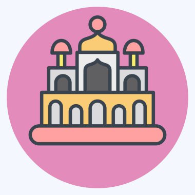 Yeni Delhi ikonu. Başkent sembolüyle ilgili. renk arkadaşı stili. Basit dizayn edilebilir. Basit resimleme