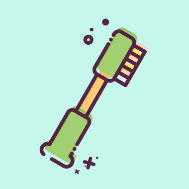 İkon diş fırçası. Banyo sembolüyle ilgili. MBE tarzı. Basit dizayn edilebilir. Basit resimleme