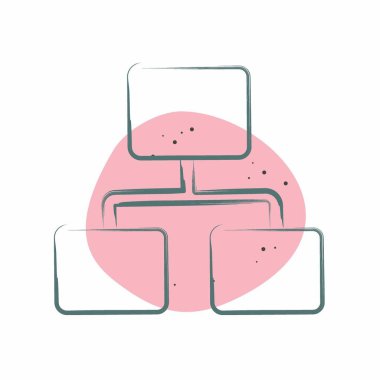 Simge Akımı Çizelgesi. İş Analizi sembolüyle ilgili. Renk Beneği Biçimi Basit Tasarım Düzenlenebilir. Basit resimleme