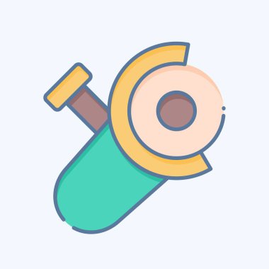 Simge Öğütücü. Kaynak aletleri sembolüyle ilgili. Karalama stili. Basit dizayn edilebilir. Basit resimleme