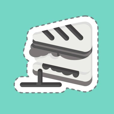 Çıkartma çizgisi Sandviç 'i kesti. Kahvaltı sembolüyle ilgili. Basit dizayn edilebilir. Basit resimleme