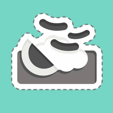 Çıkartma çizgisi makarnayı kesti. Kahvaltı sembolüyle ilgili. Basit dizayn edilebilir. Basit resimleme