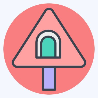 Icon Tüneli Yolu. Yol İşareti sembolüyle ilgili. renk arkadaşı stili. Basit dizayn edilebilir. Basit resimleme