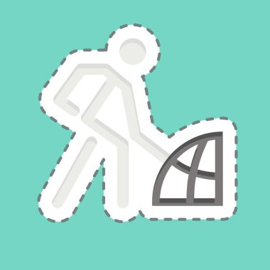 Çıkartma çizgisi İnsan Darbesini kesti. İklim Değişikliği sembolüyle ilgili. Basit dizayn edilebilir. Basit resimleme